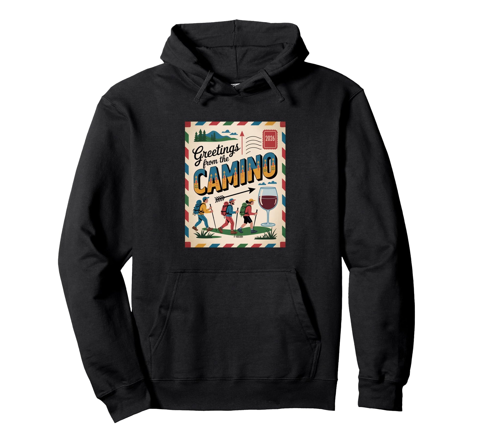 Camino 2026 Greetings Postcard Hiking St Hoodie - Minimalist Print Unisex - T-Shirt, Sweatshirt, Hoodie