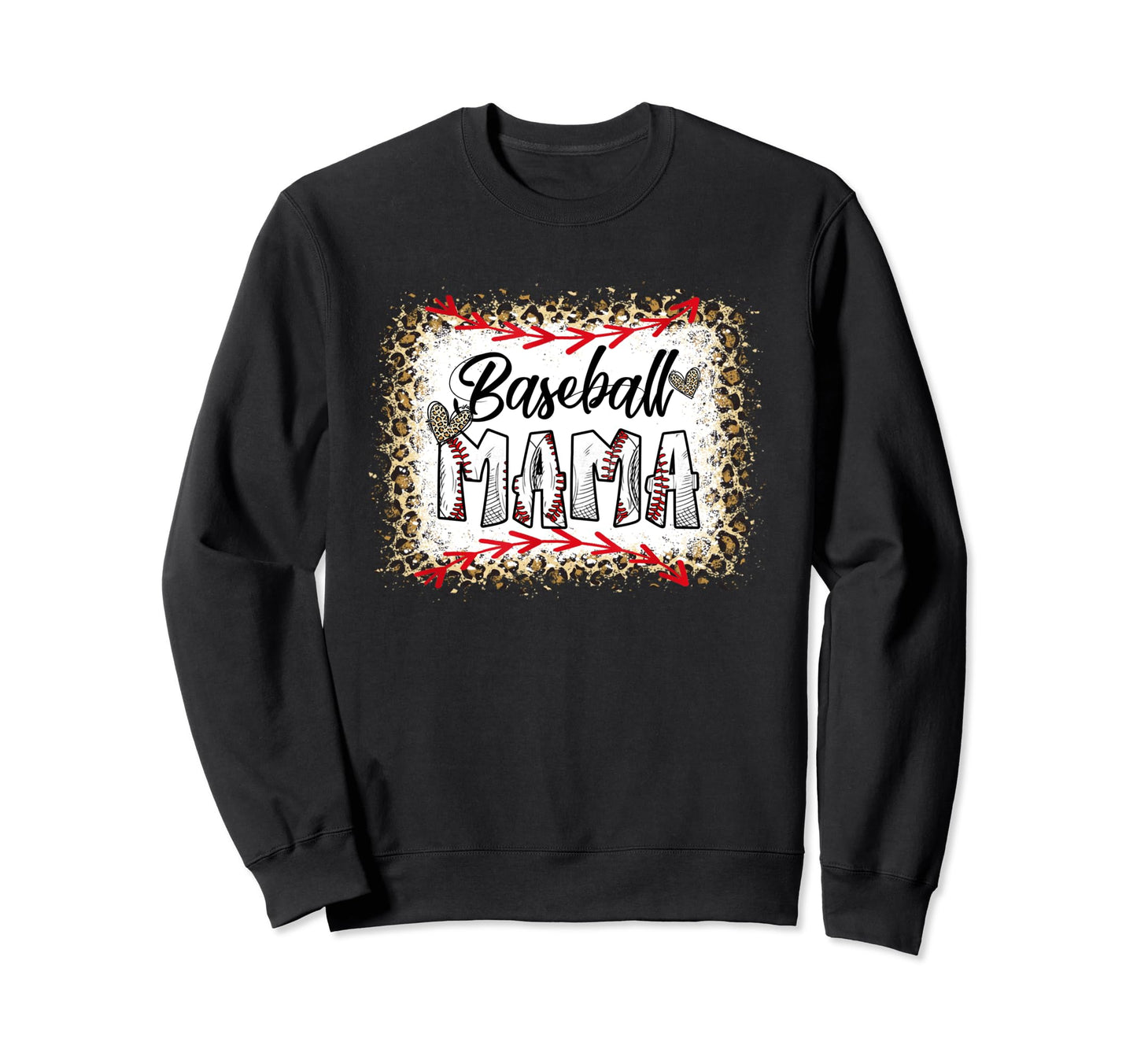 Funny Baseball Mama Leopard Sweatshirt - Minimalist Print for Adults - T-Shirt, Sweatshirt, Hoodie