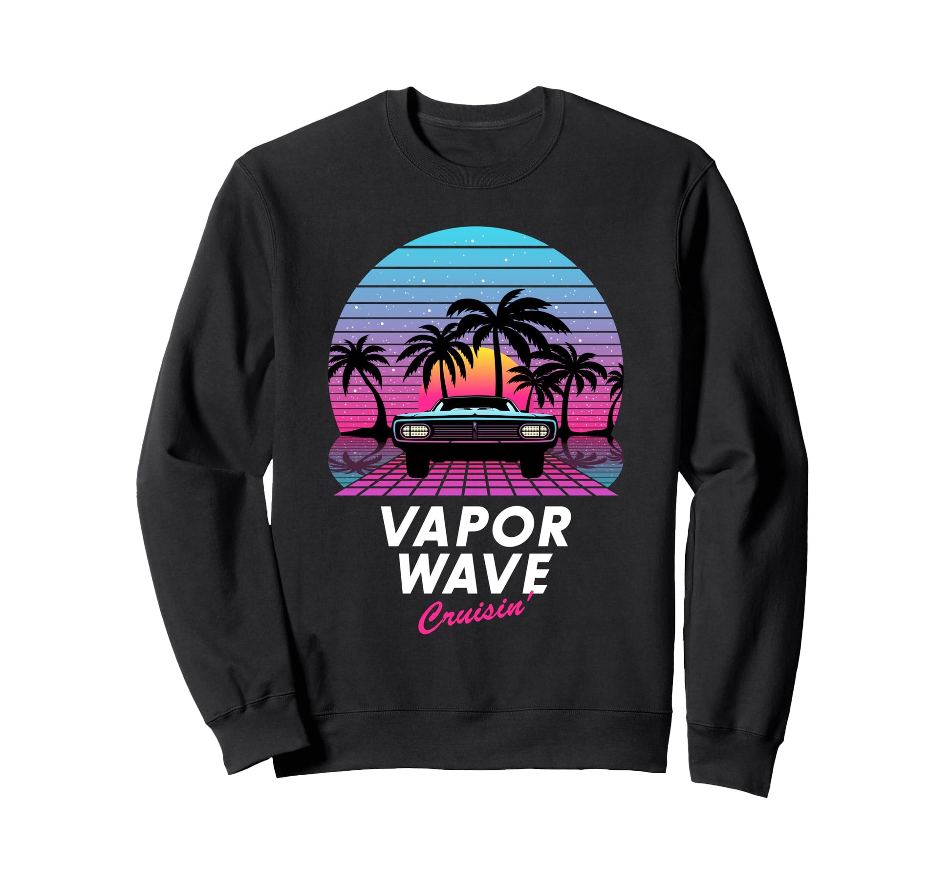 Sunset Vaporwave Cruisin Sweatshirt - Casual Everyday Wear Men Women - T-Shirt, Sweatshirt, Hoodie