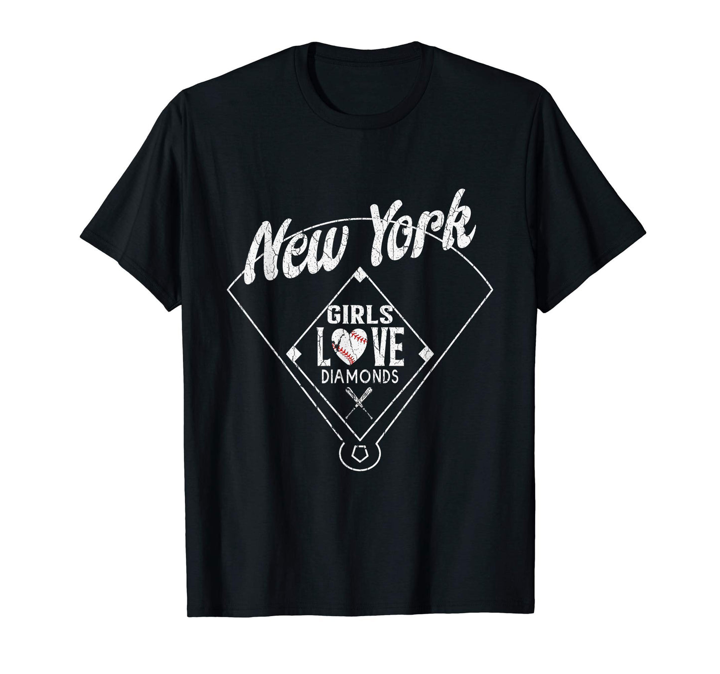 Distressed New York Love Baseball Fan Funny T-Shirt - Graphic Print Unisex - T-Shirt, Sweatshirt, Hoodie
