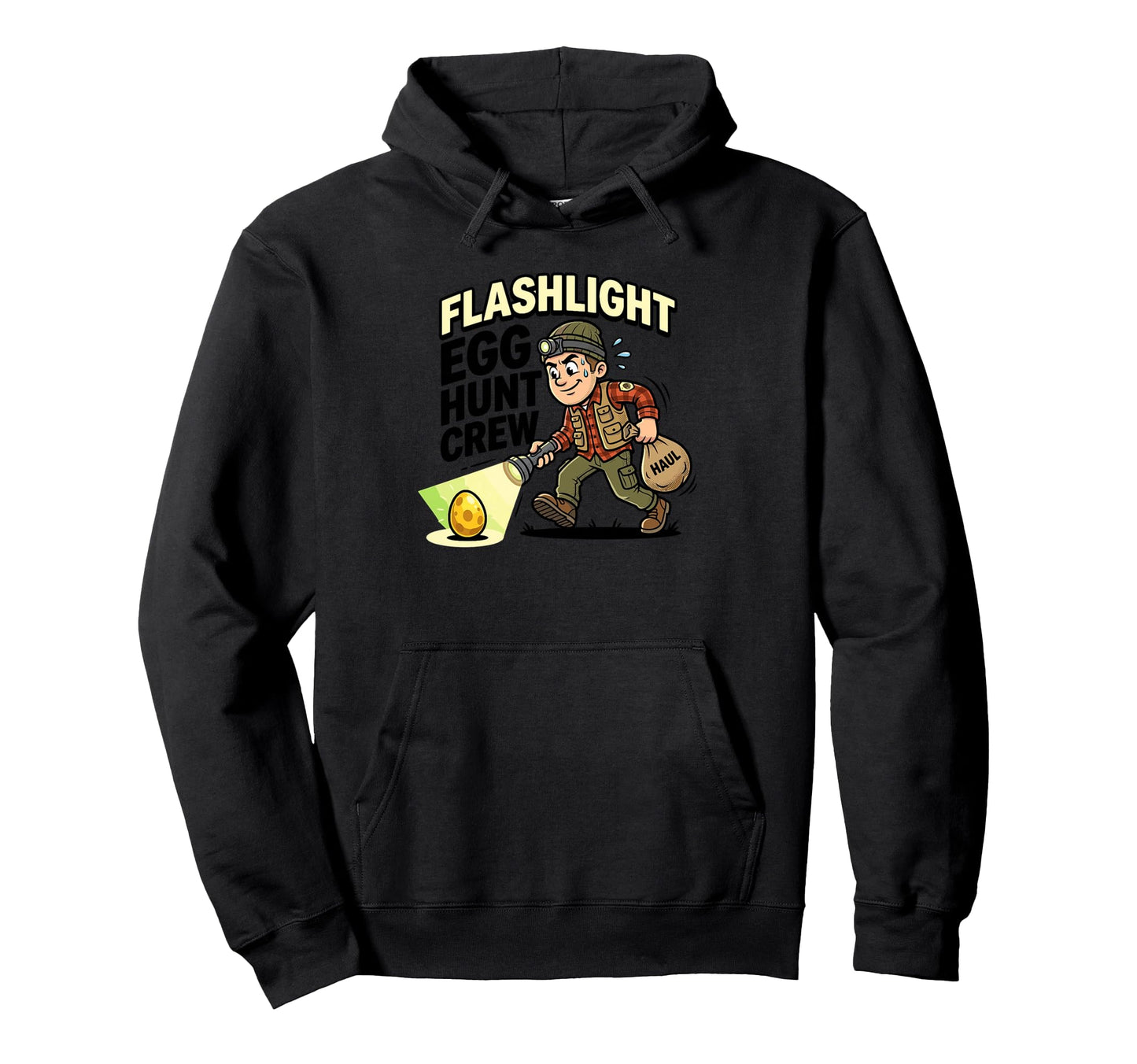 Flashlight Egg Hunt Crew Night Easter Hoodie - Aesthetic Graphic Men Women - T-Shirt, Sweatshirt, Hoodie