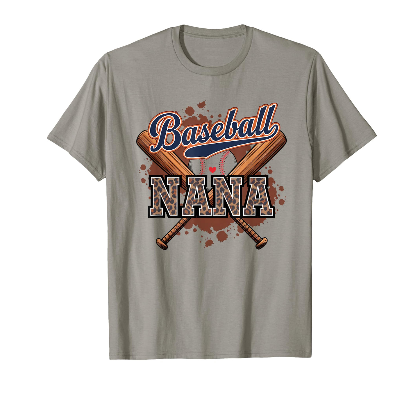 Baseball Nana Heart Leopard Softball T-Shirt - Trendy Graphic Unisex - T-Shirt, Sweatshirt, Hoodie