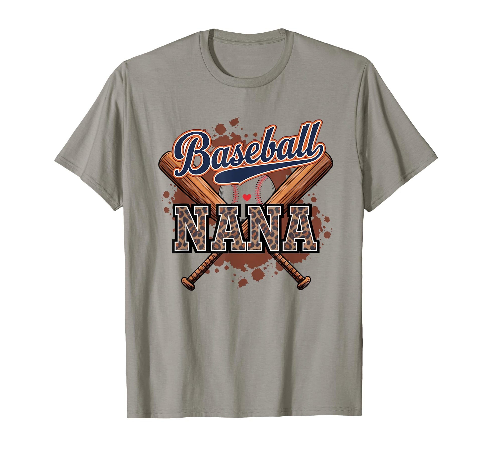 Baseball Nana Heart Leopard Softball T-Shirt - Trendy Graphic Unisex - T-Shirt, Sweatshirt, Hoodie