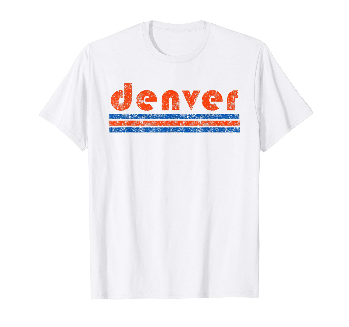 Denver Colorado Three Stripe Weathered T-Shirt - Graphic Print Unisex - T-Shirt, Sweatshirt, Hoodie