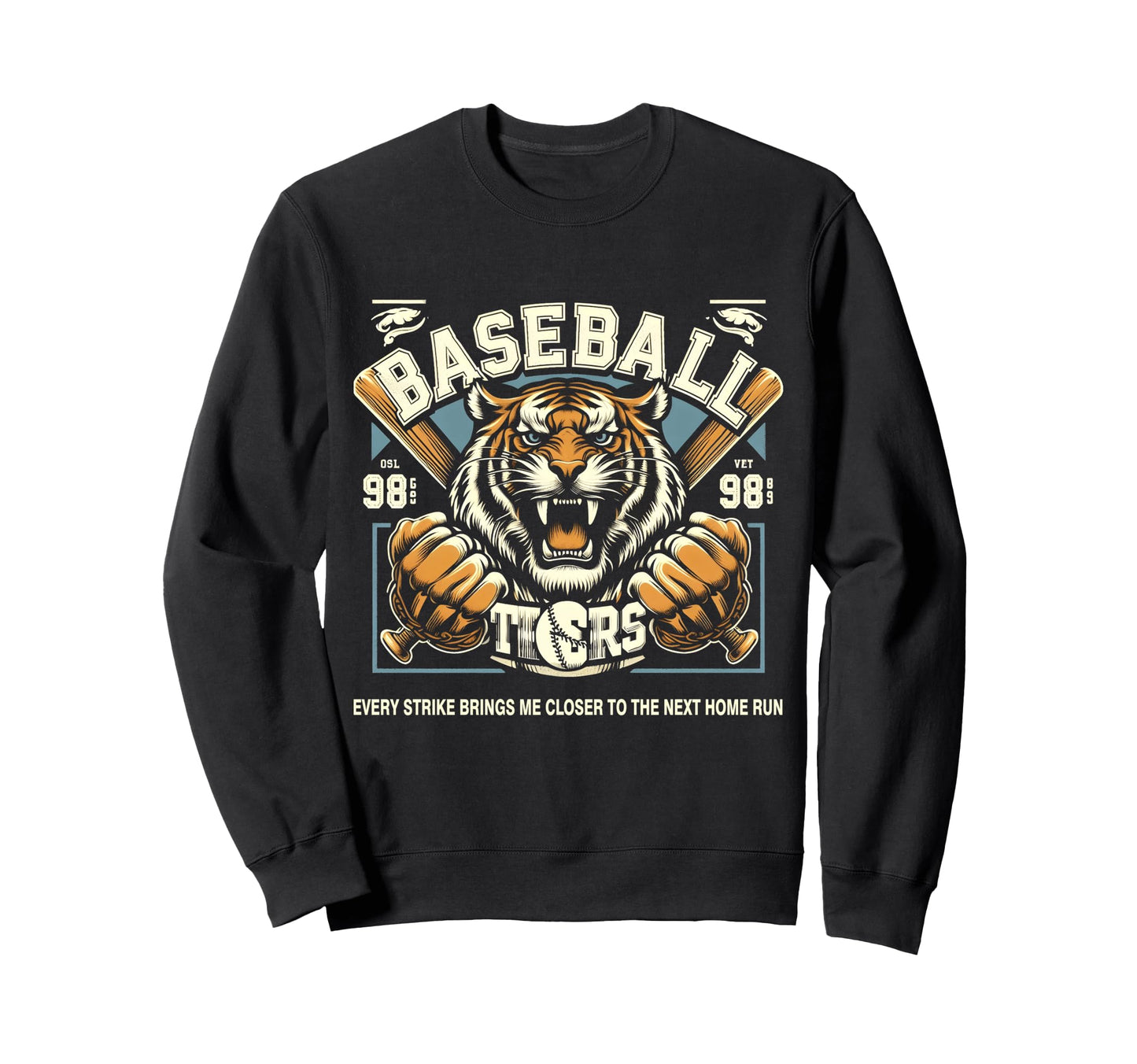 Tiger Power Swing Baseball Sweatshirt - Casual Everyday Wear Unisex - T-Shirt, Sweatshirt, Hoodie