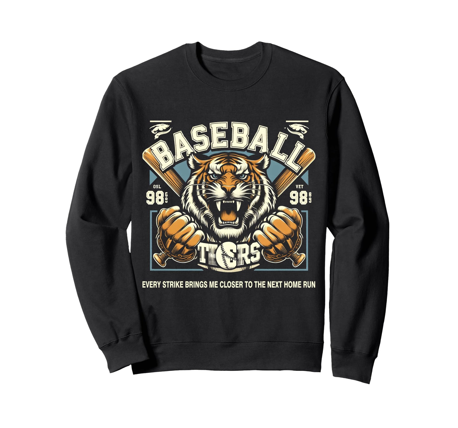 Tiger Power Swing Baseball Sweatshirt - Casual Everyday Wear Unisex - T-Shirt, Sweatshirt, Hoodie