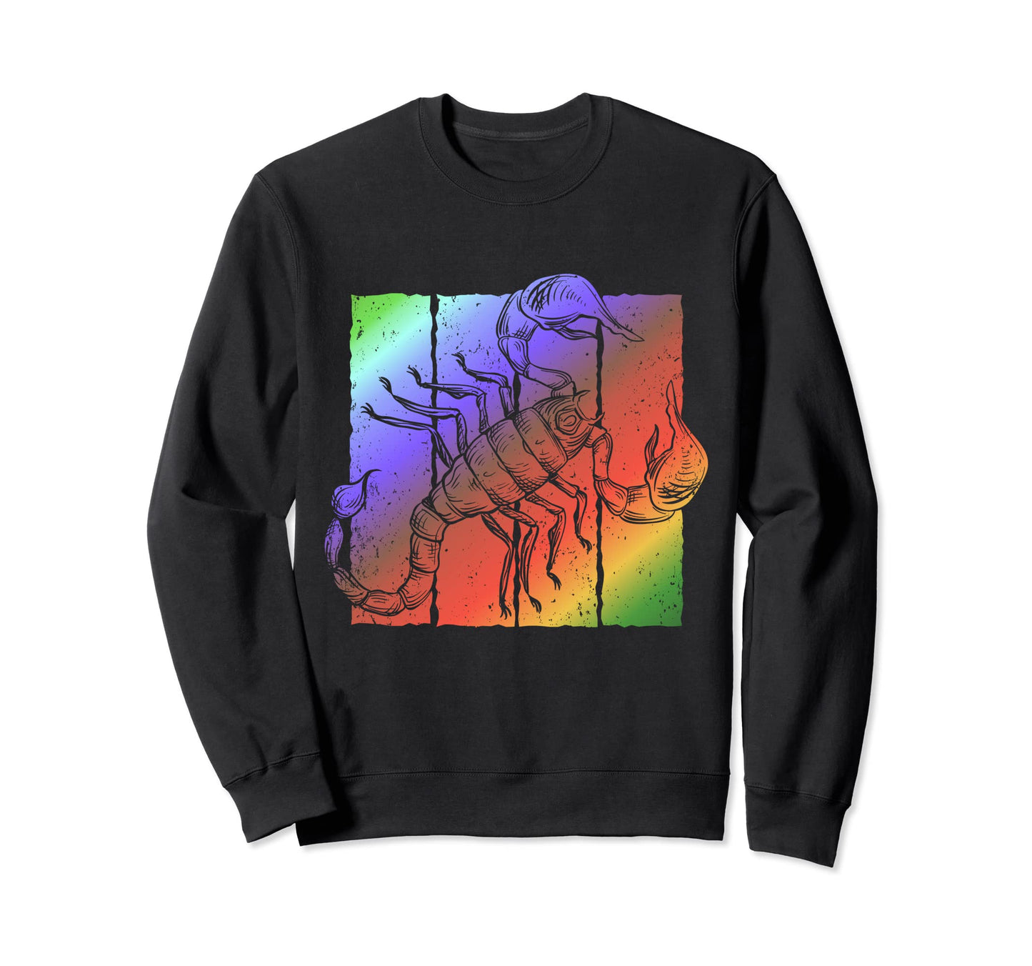 Scorpion 80S Stripes Art Sweatshirt - Aesthetic Graphic for Adults - T-Shirt, Sweatshirt, Hoodie