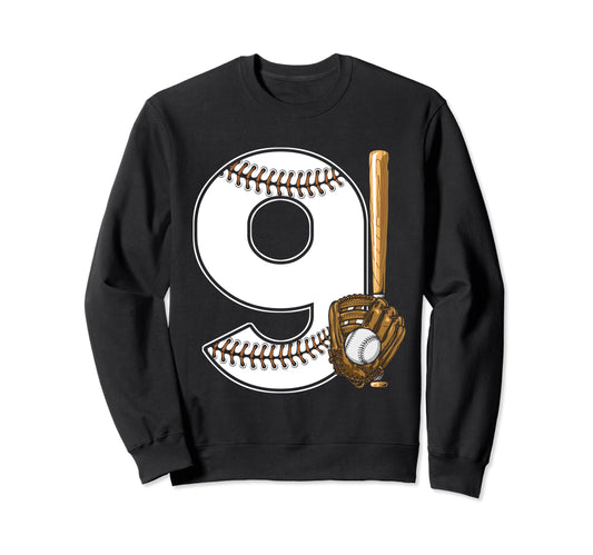 Baseball Birthday 9Th Birthday Sweatshirt - Fun Novelty Design Men Women - T-Shirt, Sweatshirt, Hoodie