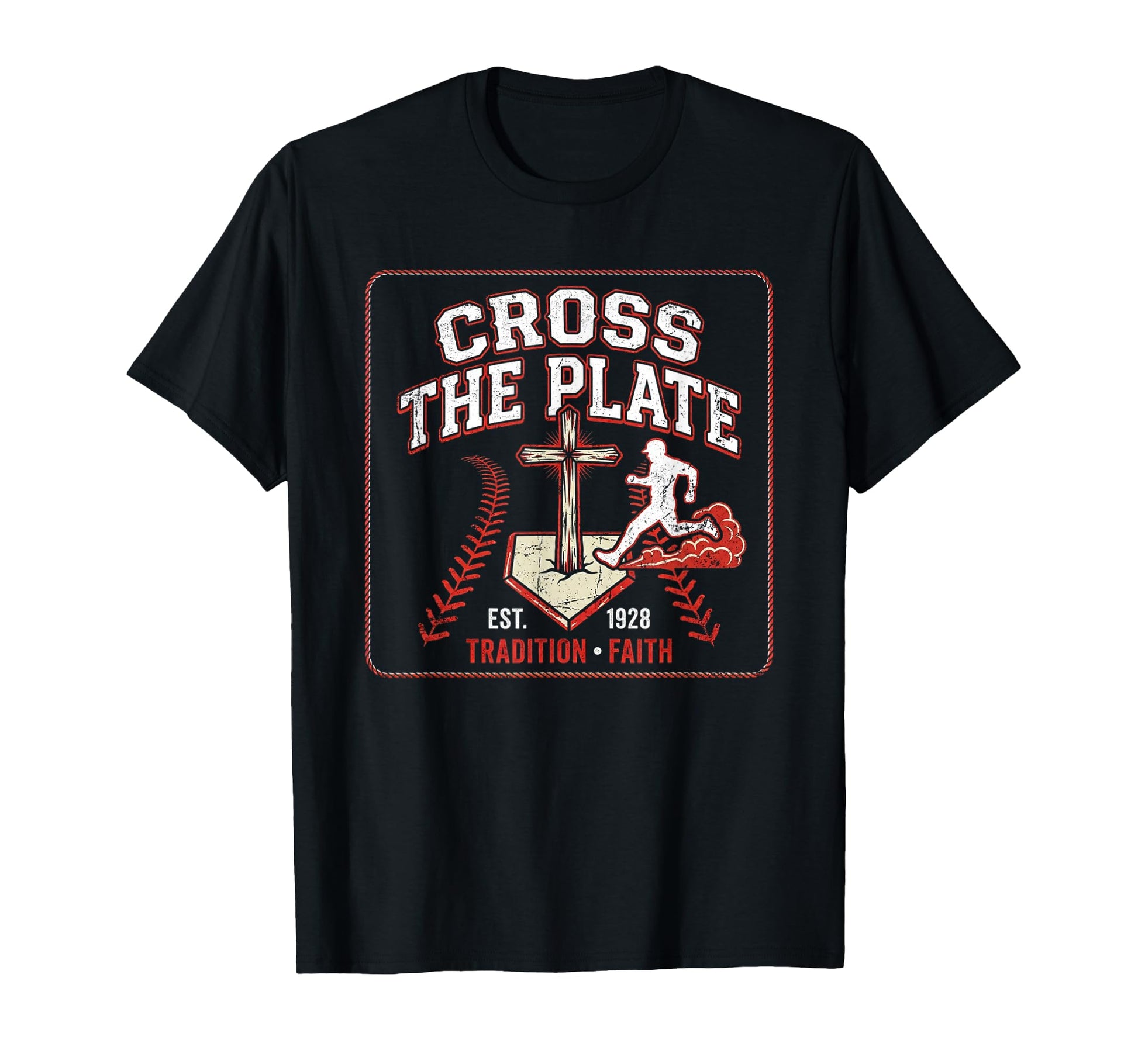 Cross Plate Christian Baseball Faith T-Shirt - Graphic Print for Adults - T-Shirt, Sweatshirt, Hoodie