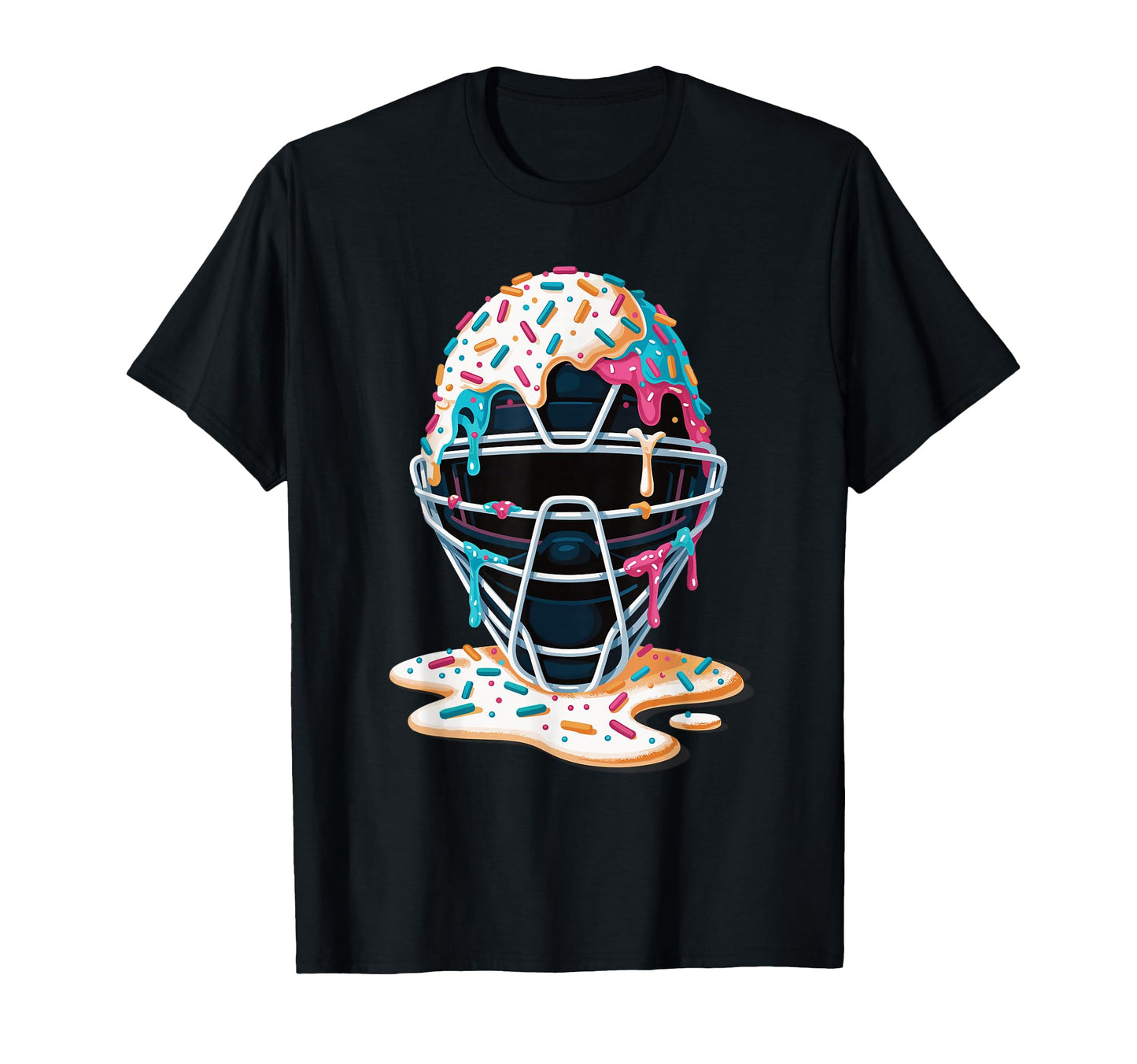 Baseball Catcher Mask Ice Cream Dripping T-Shirt - Minimalist Print Unisex - T-Shirt, Sweatshirt, Hoodie