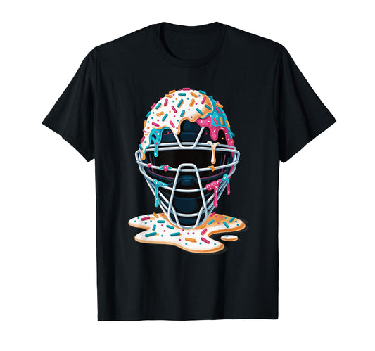 Baseball Catcher Mask Ice Cream Dripping T-Shirt - Minimalist Print Unisex - T-Shirt, Sweatshirt, Hoodie