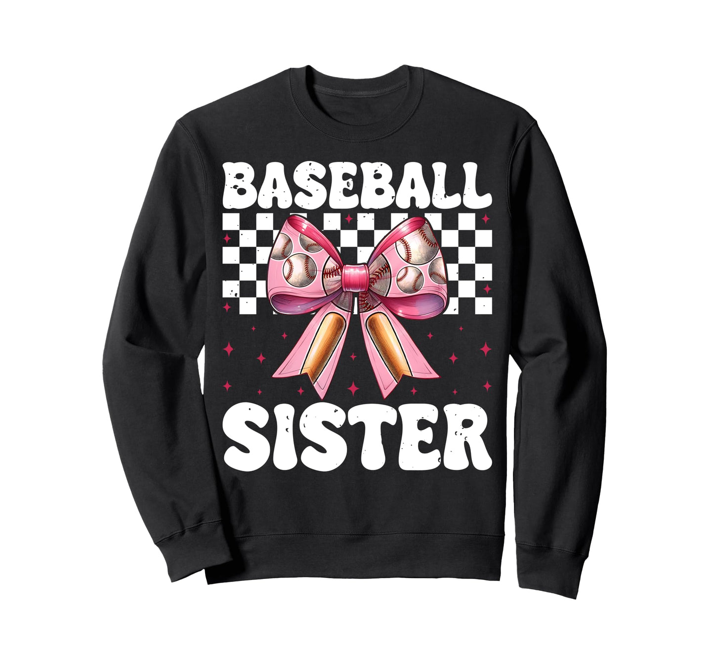 Baseball Sister Baseball Coquette Bow Sweatshirt - Unique Graphic Men Women - T-Shirt, Sweatshirt, Hoodie