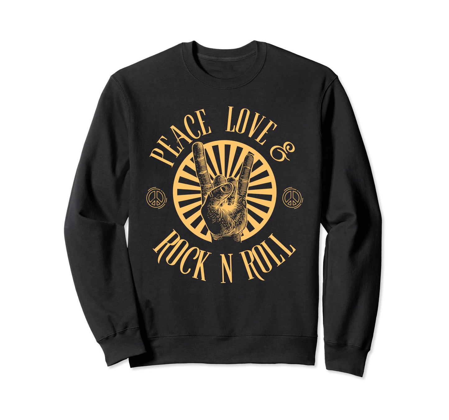 Peace Love And Rock And Roll Concert Sweatshirt - Unique Graphic for Adults - T-Shirt, Sweatshirt, Hoodie