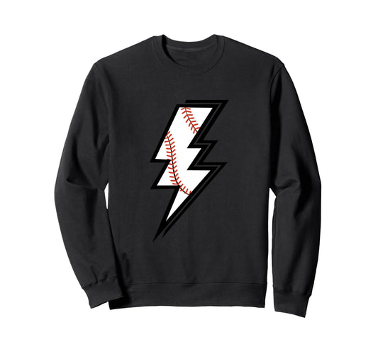 Baseball Lightning Bolt Baseball Mom Sweatshirt - Unique Graphic Men Women - T-Shirt, Sweatshirt, Hoodie