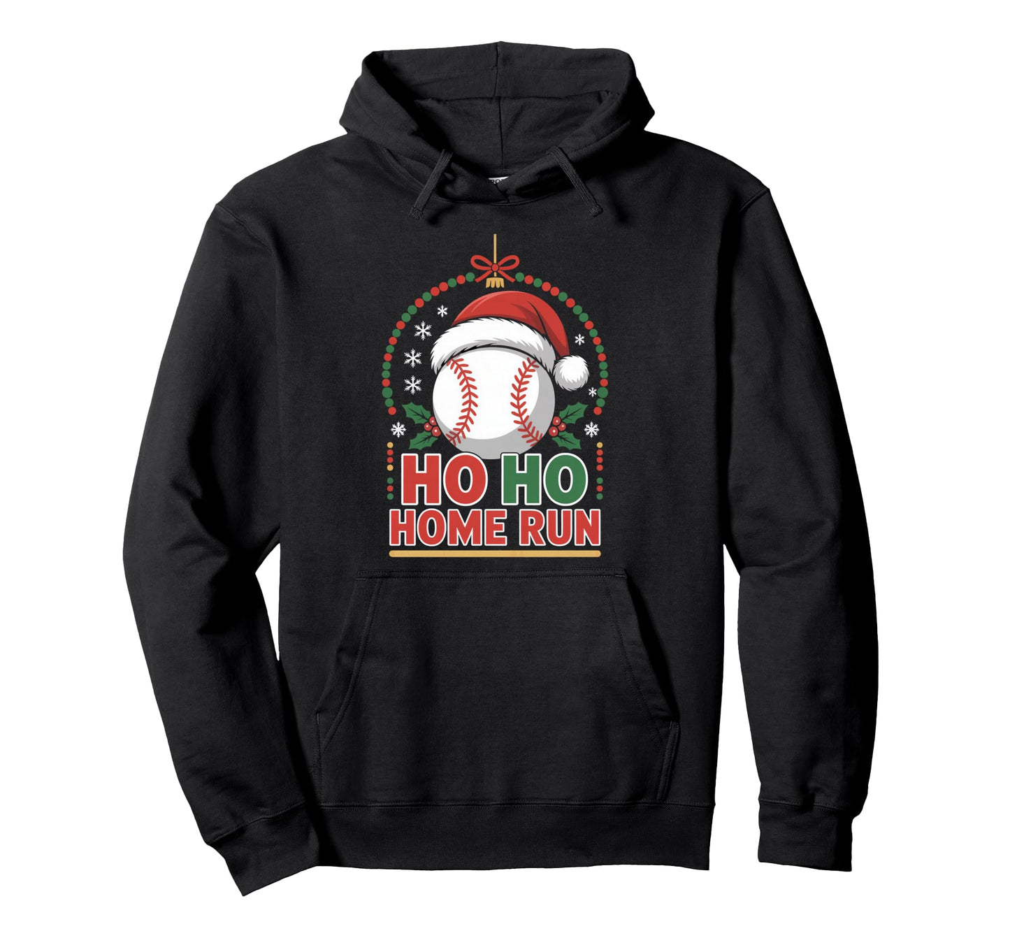Ho Ho Home Run Baseball Santa Hat Hoodie - Streetwear Style for Adults - T-Shirt, Sweatshirt, Hoodie
