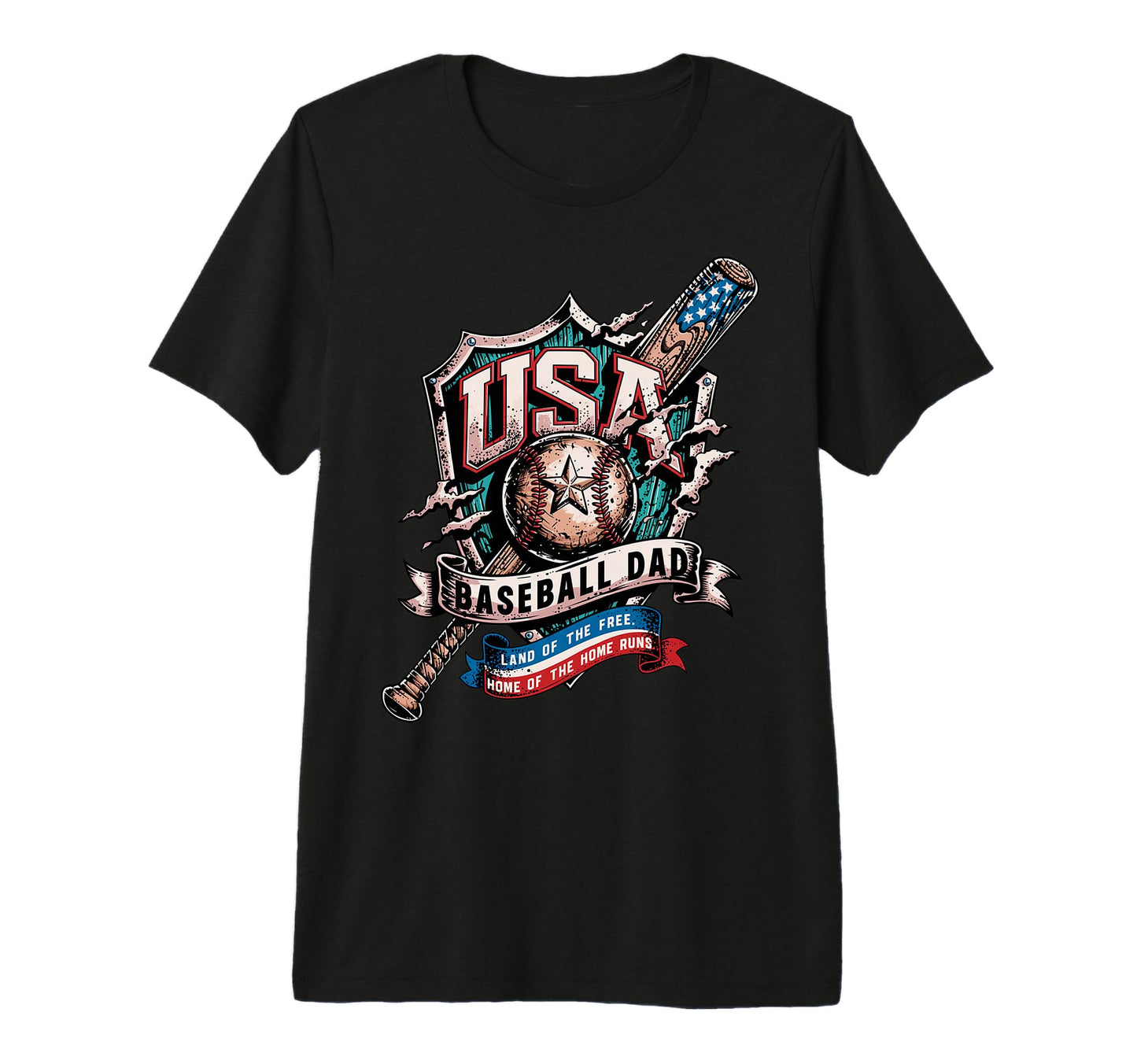 Usa American Baseball Dad Baseball T-Shirt - Custom Art Print for Adults - T-Shirt, Sweatshirt, Hoodie
