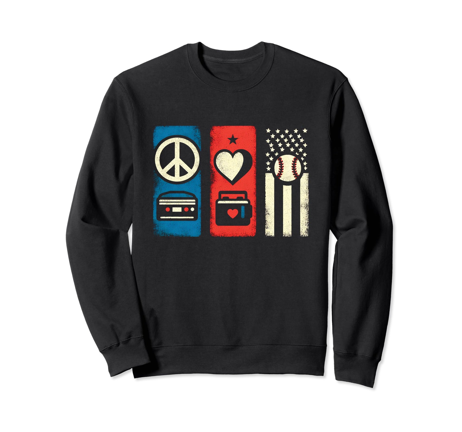 Peace Love And Baseball Peace Sweatshirt - Trendy Graphic for Adults - T-Shirt, Sweatshirt, Hoodie