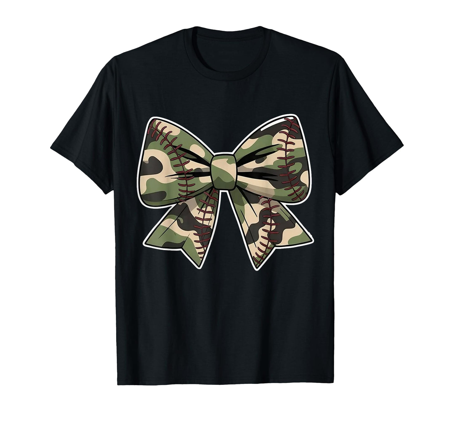 Baseball Camouflage Coquette Bow T-Shirt - Minimalist Print Unisex - T-Shirt, Sweatshirt, Hoodie