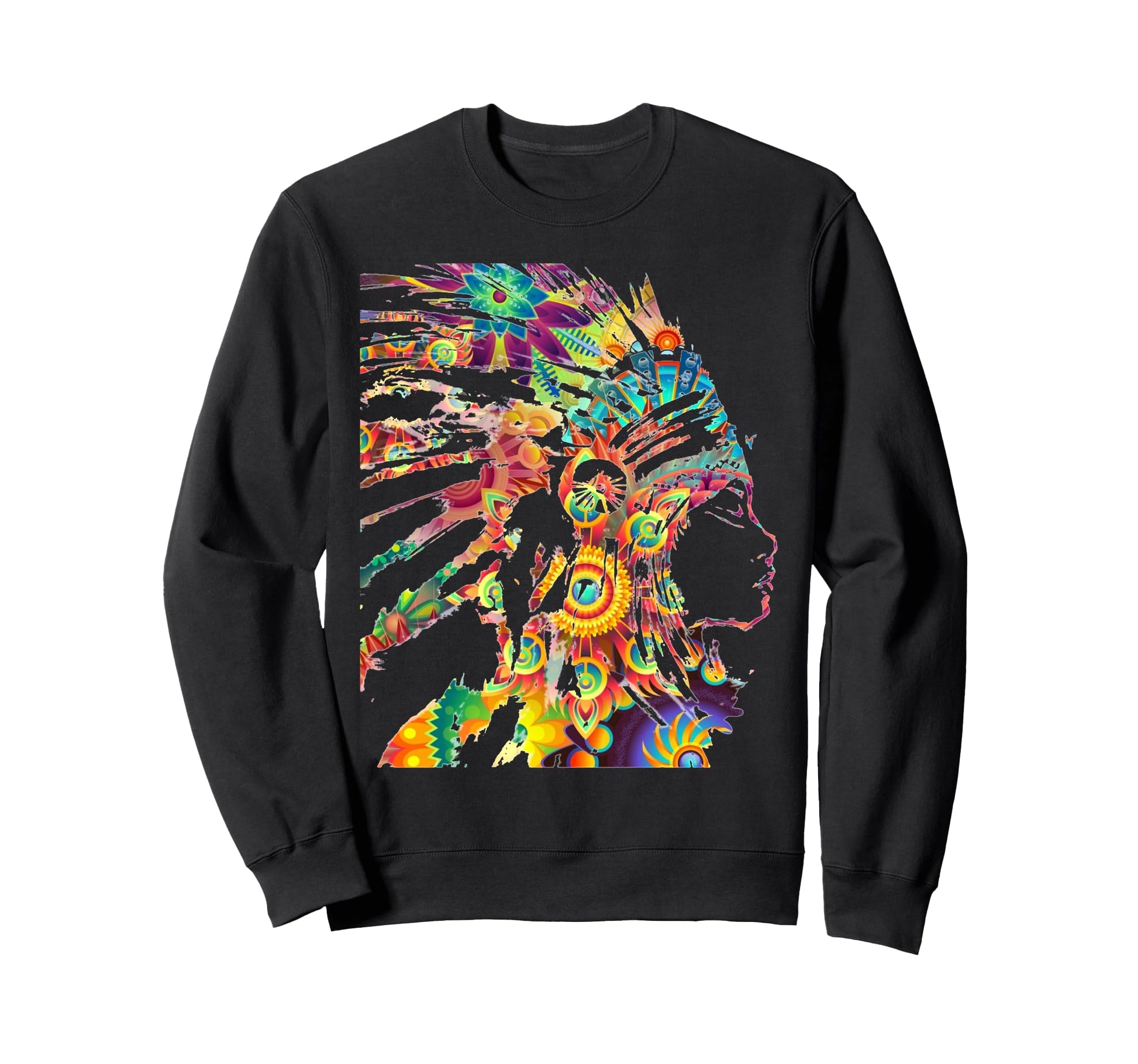 60S Headdress Native American Sweatshirt - Custom Art Print Men Women - T-Shirt, Sweatshirt, Hoodie