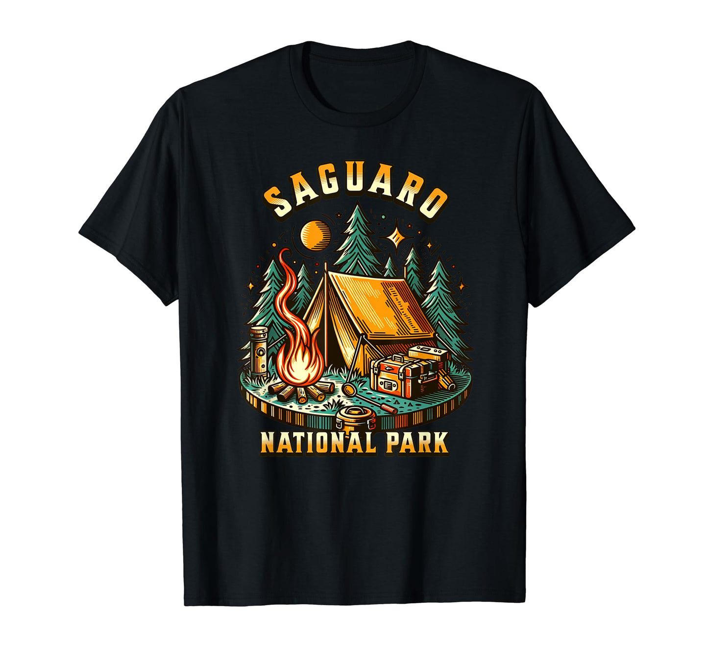 Camping Forest Tent Campfire Saguaro T-Shirt - Streetwear Style for Adults - T-Shirt, Sweatshirt, Hoodie
