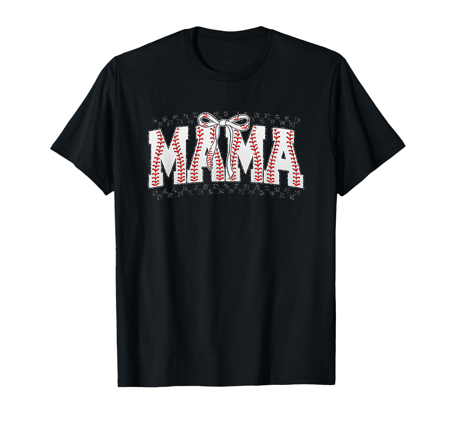 Mama Baseball Stitches Bow Sports T-Shirt - Unique Graphic Men Women - T-Shirt, Sweatshirt, Hoodie