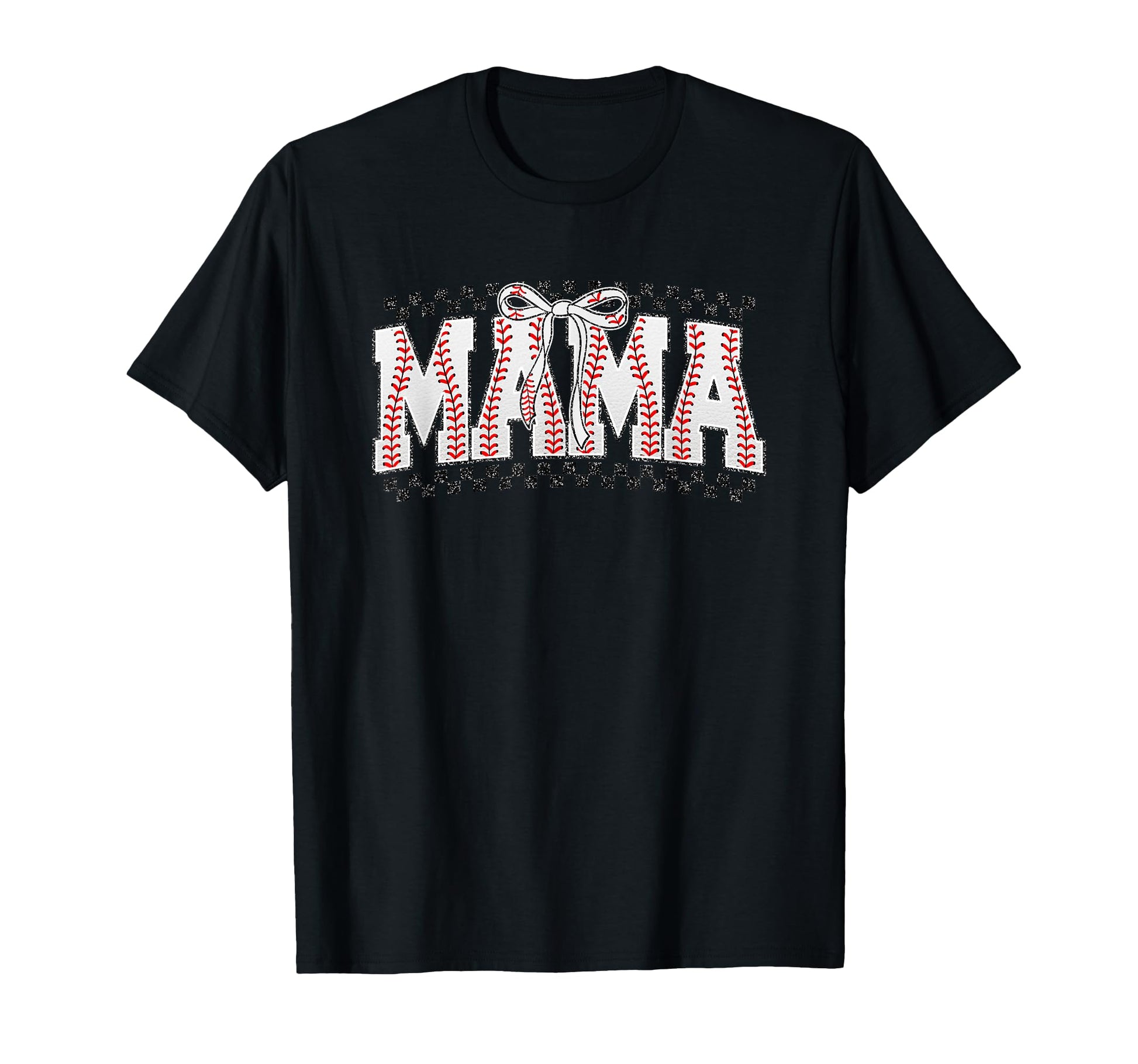 Mama Baseball Stitches Bow Sports T-Shirt - Unique Graphic Men Women - T-Shirt, Sweatshirt, Hoodie