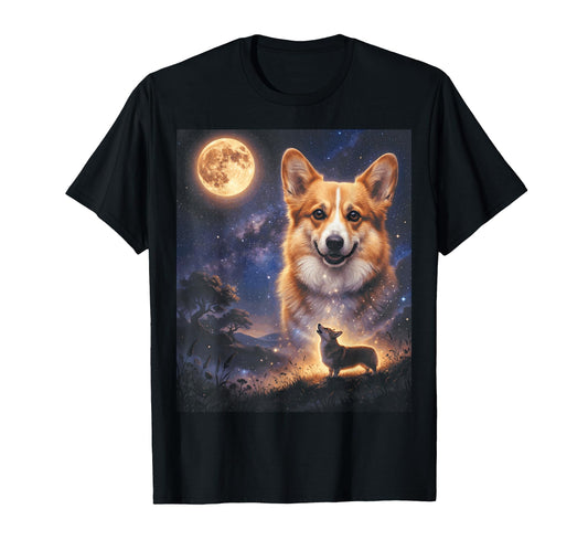90S Corgi Howling Moon Y2K Aesthetic T-Shirt - Streetwear Style Men Women - T-Shirt, Sweatshirt, Hoodie
