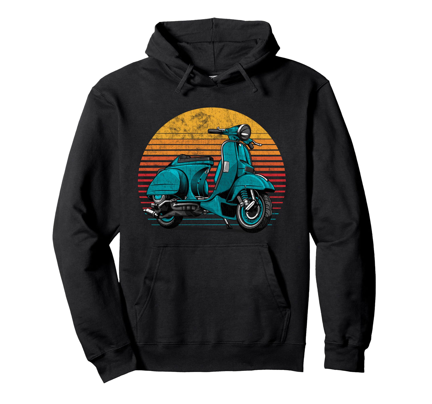 Moped Sunset Motor Scooter Motorist Hoodie - Custom Art Print Unisex - T-Shirt, Sweatshirt, Hoodie