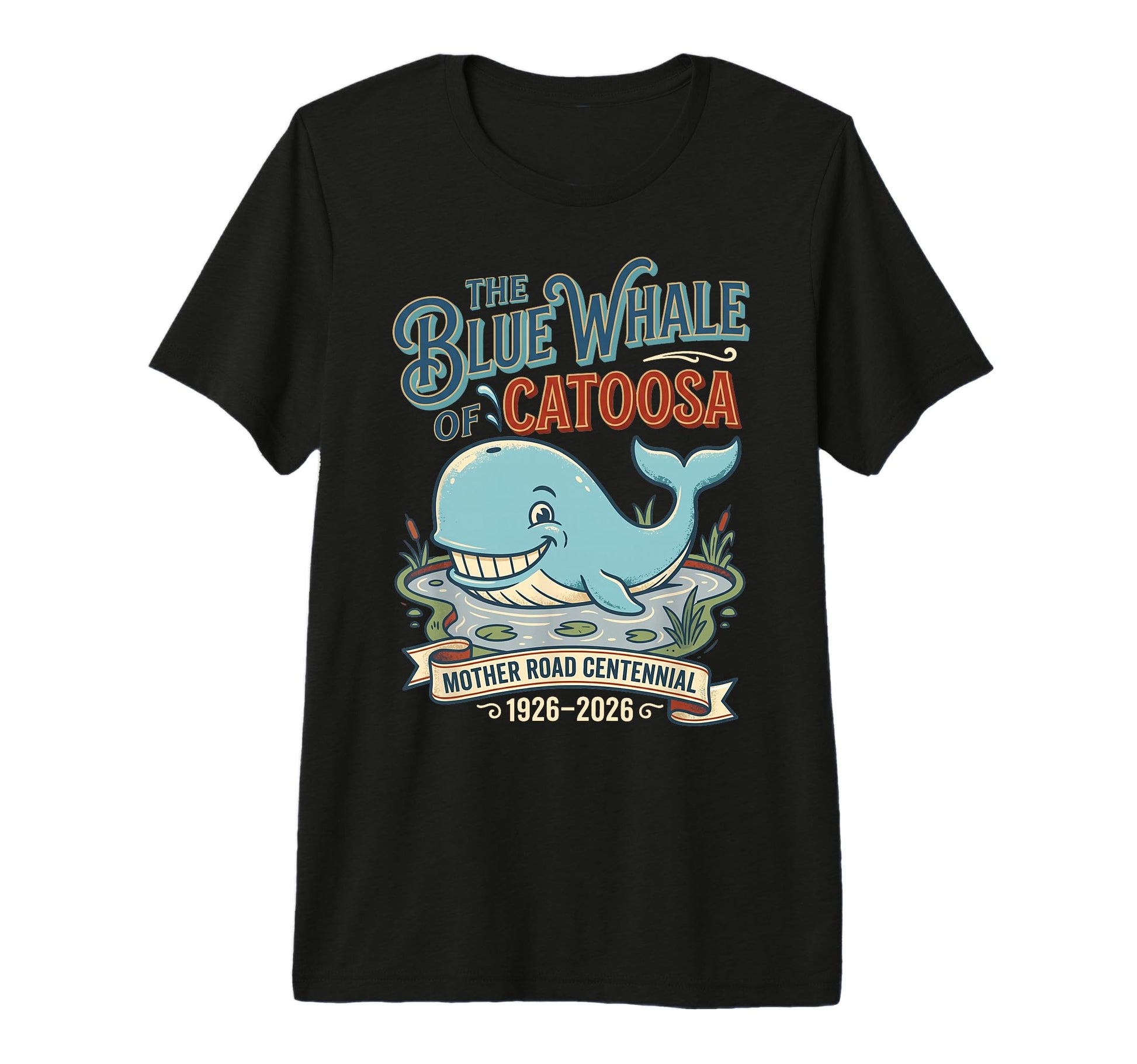 Giant Whale Route 66 Highway T-Shirt - Aesthetic Graphic for Adults - T-Shirt, Sweatshirt, Hoodie