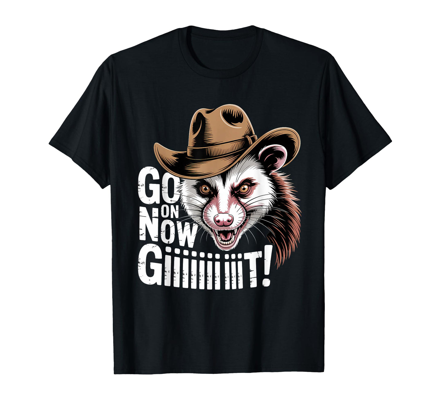 Go Now Git Western Country Possum T-Shirt - Trendy Graphic for Adults - T-Shirt, Sweatshirt, Hoodie