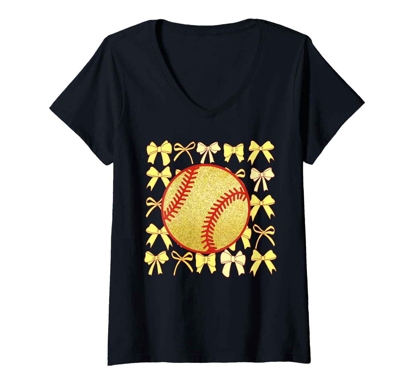 Baseball Bow Ribbon Softball Yellow Sweatshirt - Custom Art Print Unisex - T-Shirt, Sweatshirt, Hoodie