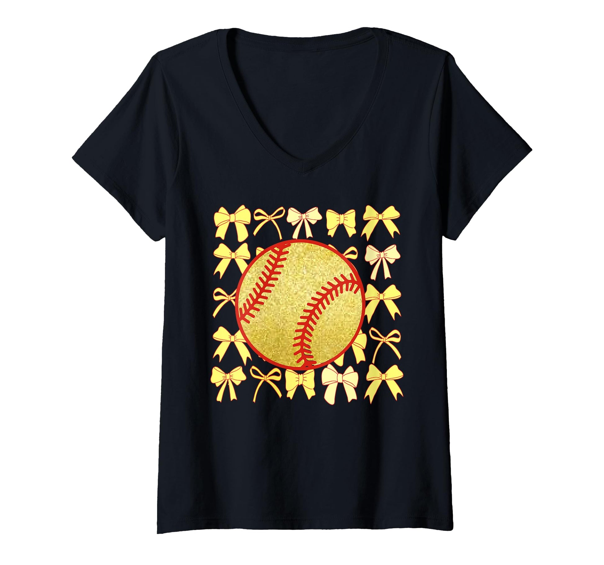 Baseball Bow Ribbon Softball Yellow Sweatshirt - Custom Art Print Unisex - T-Shirt, Sweatshirt, Hoodie