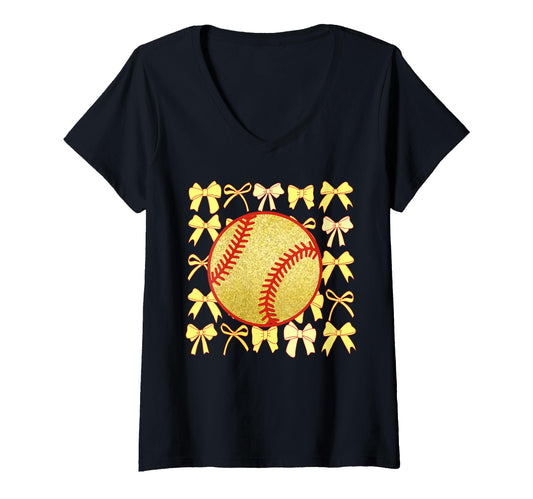 Baseball Bow Ribbon Softball Yellow Sweatshirt - Custom Art Print Unisex - T-Shirt, Sweatshirt, Hoodie