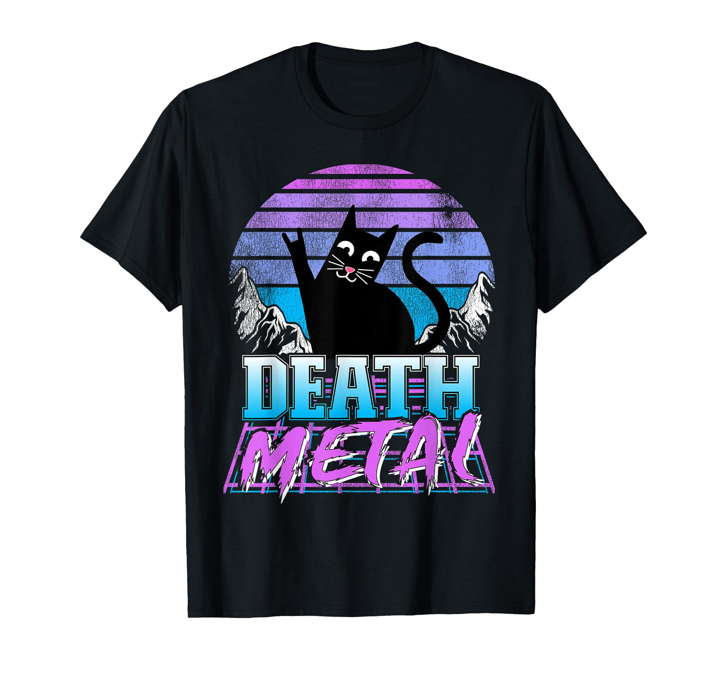 Retrowave Pastel Goth Cat 80S Synthwave T-Shirt - Graphic Print Unisex - T-Shirt, Sweatshirt, Hoodie