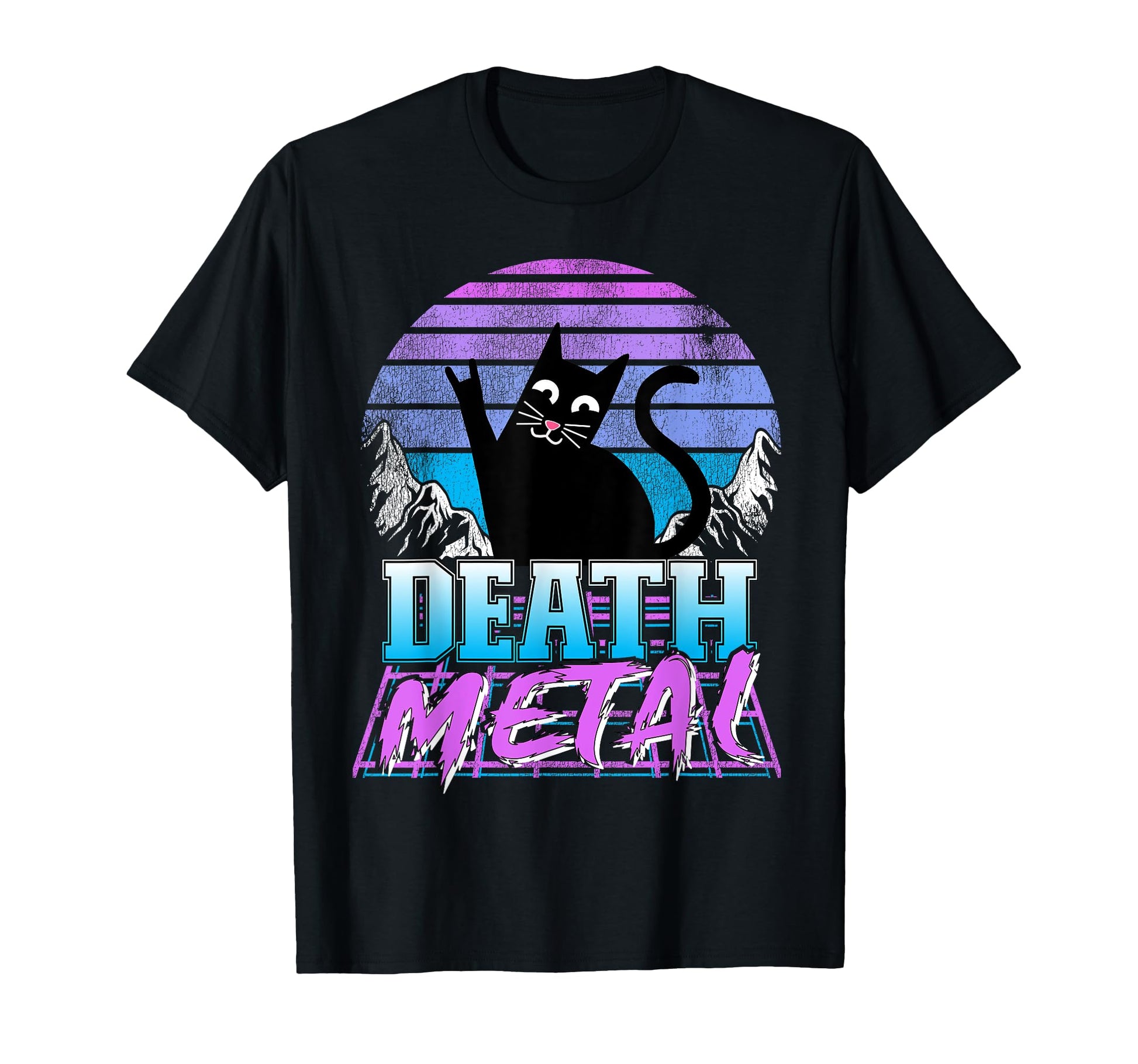 Retrowave Pastel Goth Cat 80S Synthwave T-Shirt - Graphic Print Unisex - T-Shirt, Sweatshirt, Hoodie