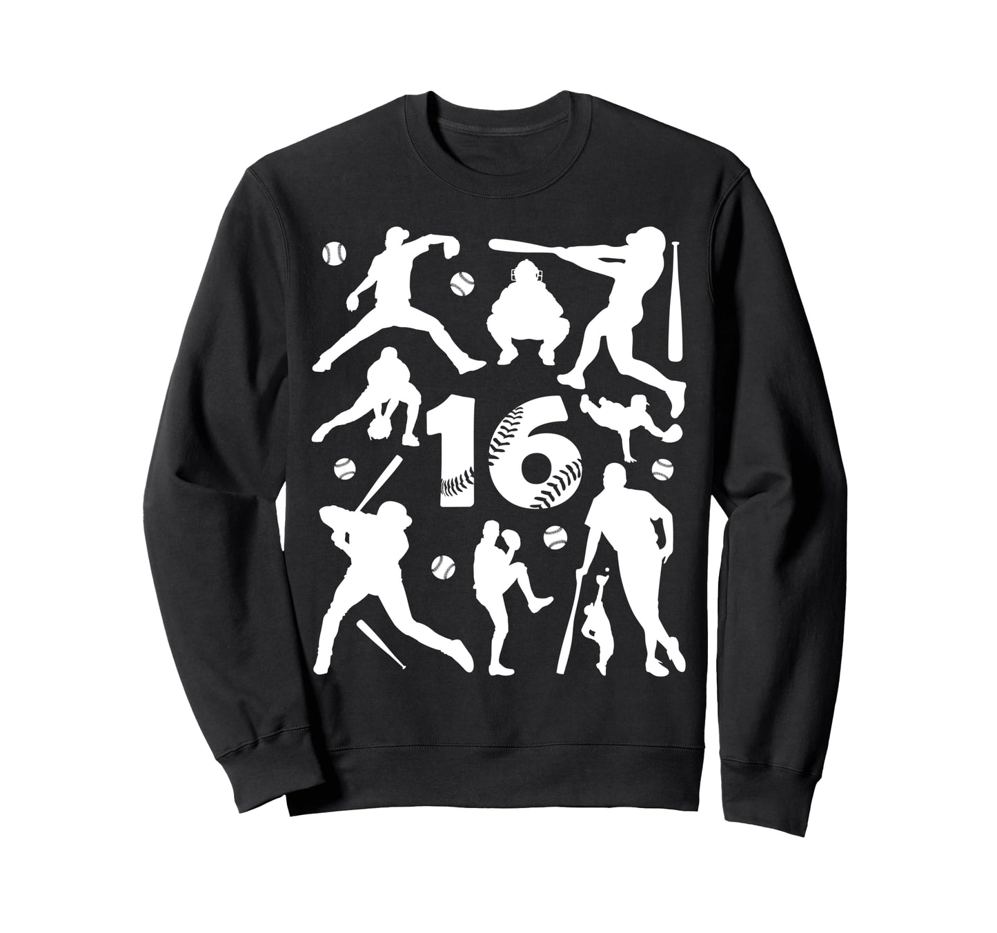 Number 16 Years Baseball 16Th Sweatshirt - Minimalist Print for Adults - T-Shirt, Sweatshirt, Hoodie