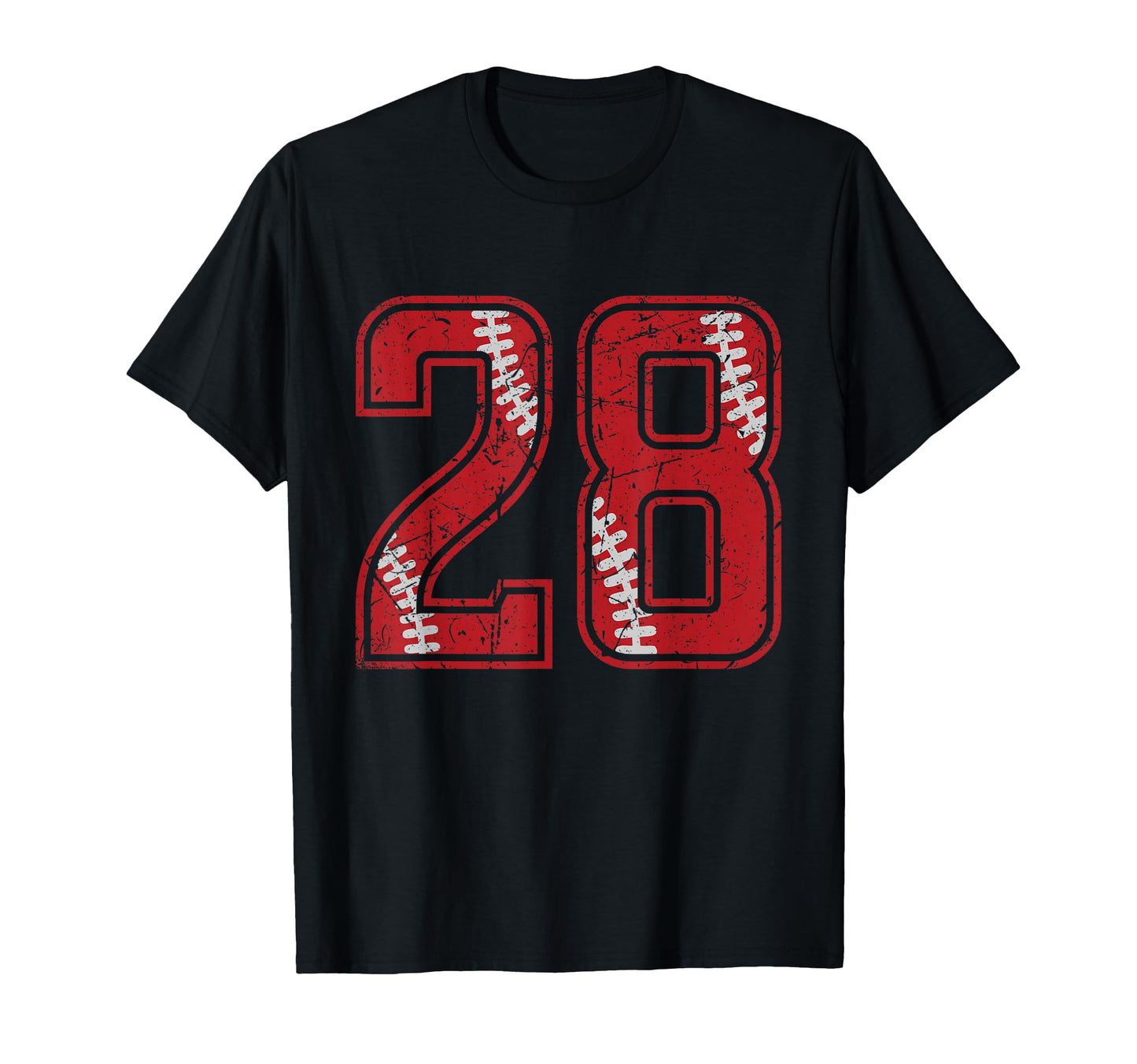 Number 28 Distressed Baseball Jersey T-Shirt - Novelty Apparel for Adults - T-Shirt, Sweatshirt, Hoodie