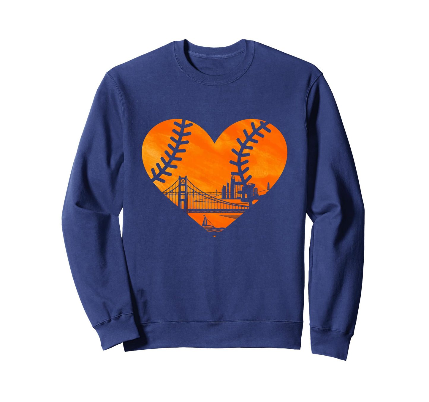 Us State San Francisco Baseball Heart Sweatshirt - Streetwear Style Unisex - T-Shirt, Sweatshirt, Hoodie