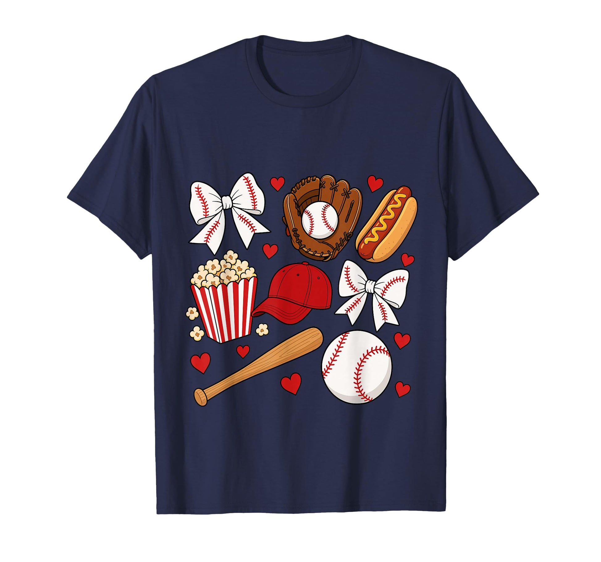 Baseball Coquette Bow Baseball Cheer T-Shirt - Graphic Print Men Women - T-Shirt, Sweatshirt, Hoodie