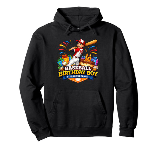 Baseball Birthday Ten Is Plate Game Day Hoodie - Aesthetic Graphic Unisex - T-Shirt, Sweatshirt, Hoodie