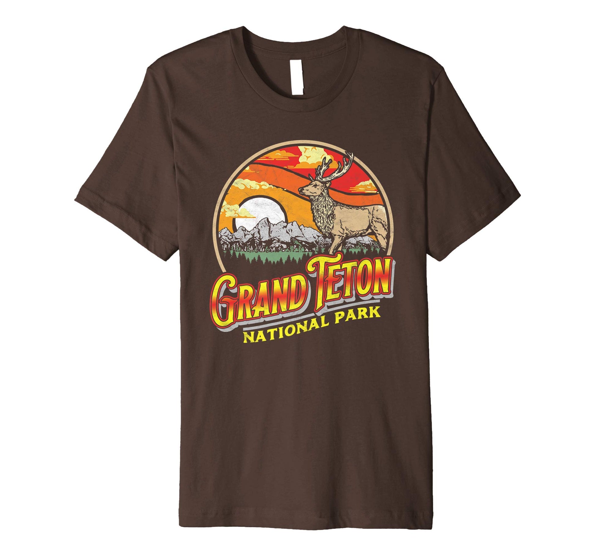 Grand Teton National Park 80S Elk T-Shirt - Graphic Print for Adults - T-Shirt, Sweatshirt, Hoodie