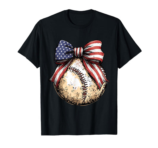 American Baseball Coquette Bow T-Shirt - Casual Everyday Wear Unisex - T-Shirt, Sweatshirt, Hoodie