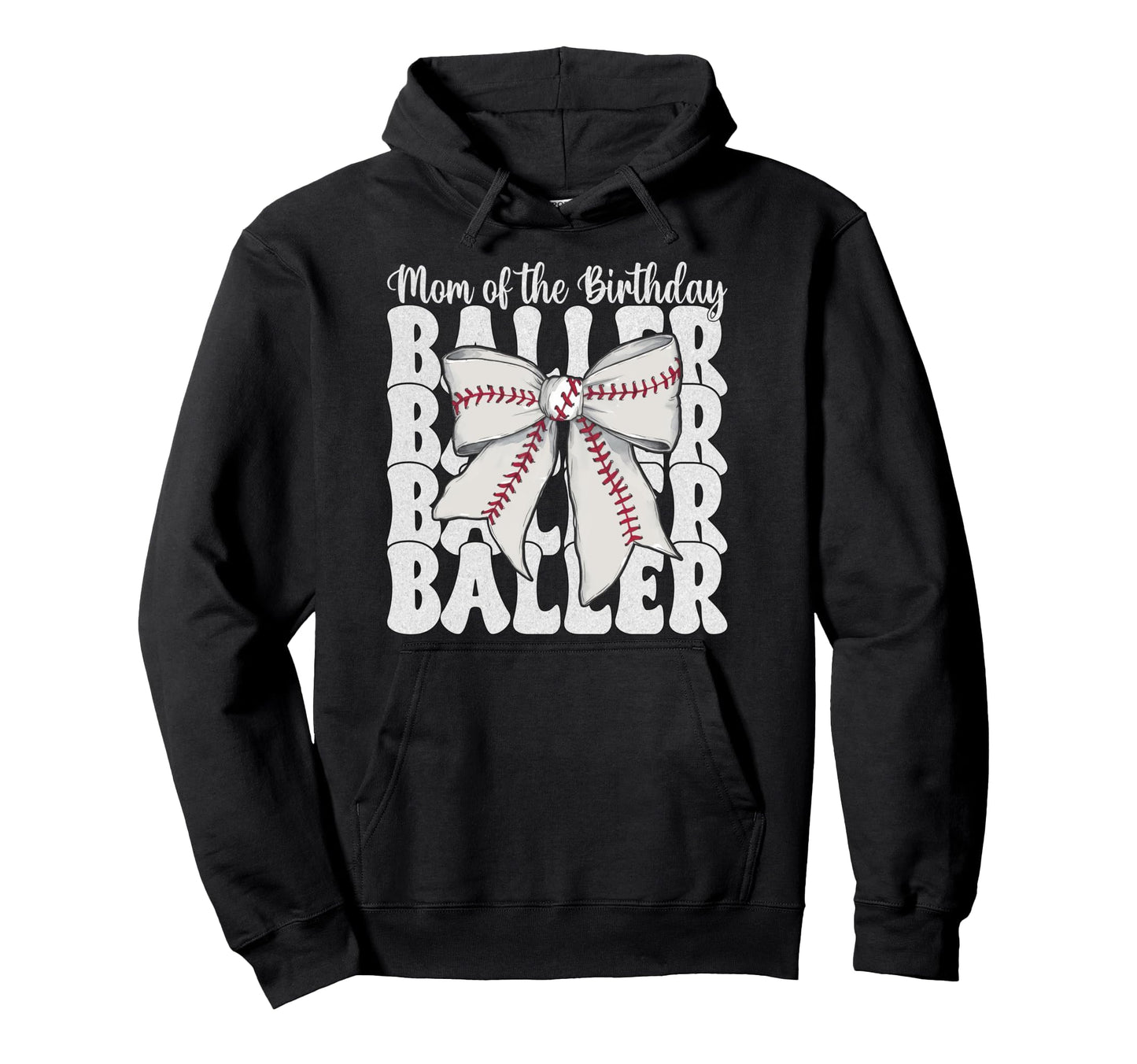 Baseball Mom Coquette Bow Mom Hoodie - Minimalist Print for Adults - T-Shirt, Sweatshirt, Hoodie