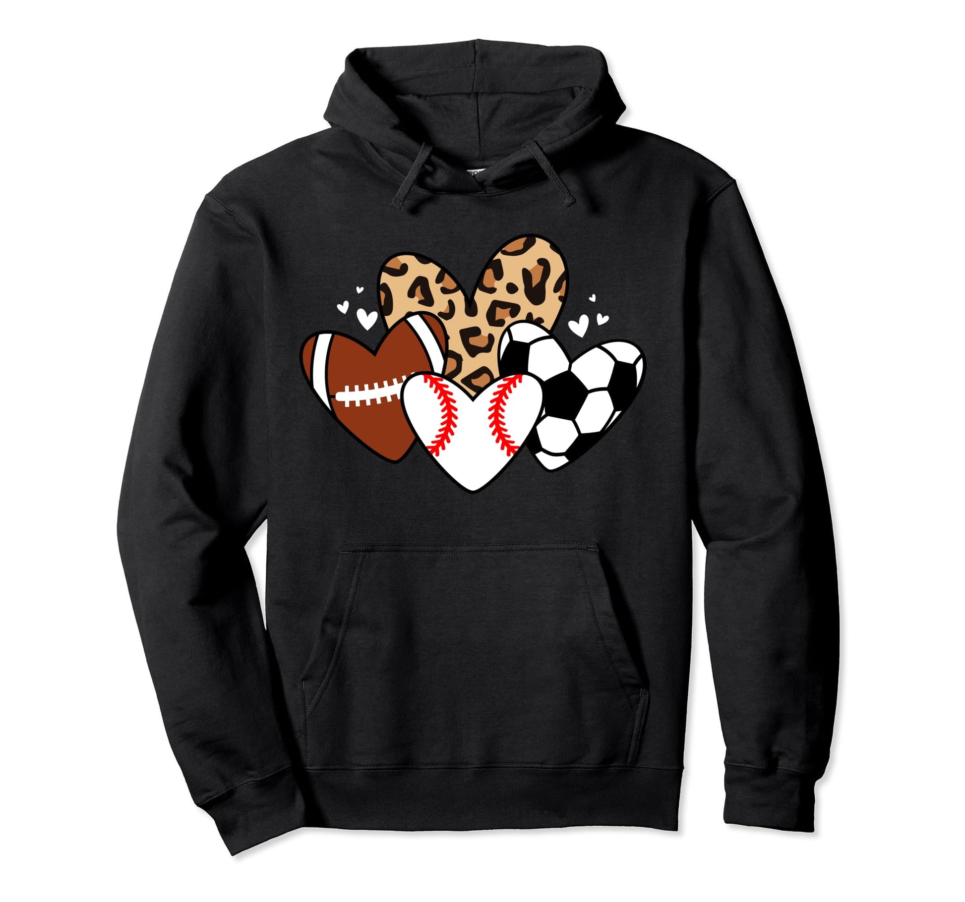 Baseball Soccer Football Heart Funny Sport Hoodie - Graphic Print Unisex - T-Shirt, Sweatshirt, Hoodie