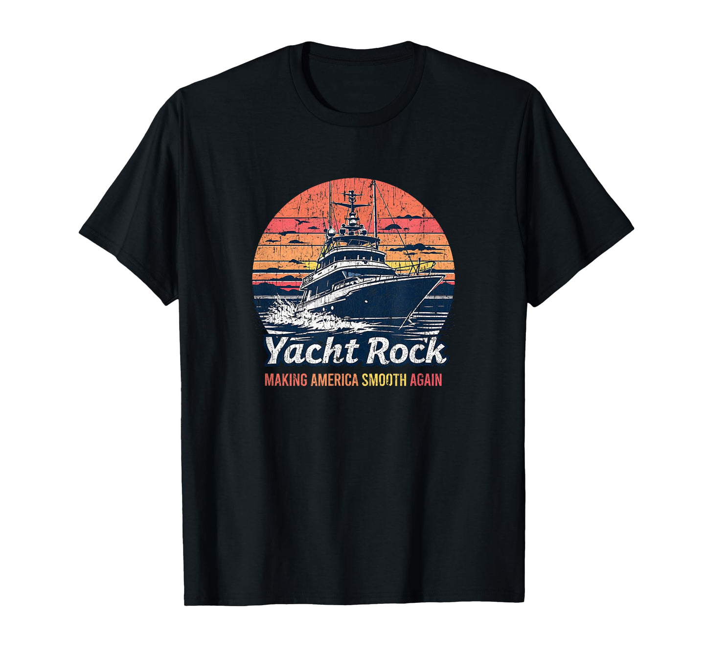 Yacht Rock Party Boat Drinking Faded T-Shirt - Custom Art Print for Adults - T-Shirt, Sweatshirt, Hoodie