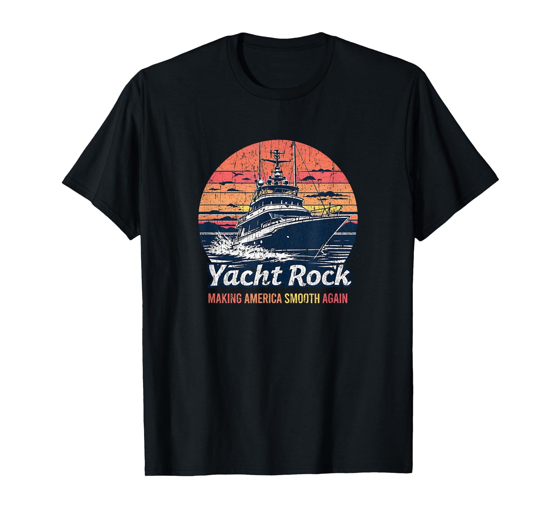 Yacht Rock Party Boat Drinking Faded T-Shirt - Custom Art Print for Adults - T-Shirt, Sweatshirt, Hoodie