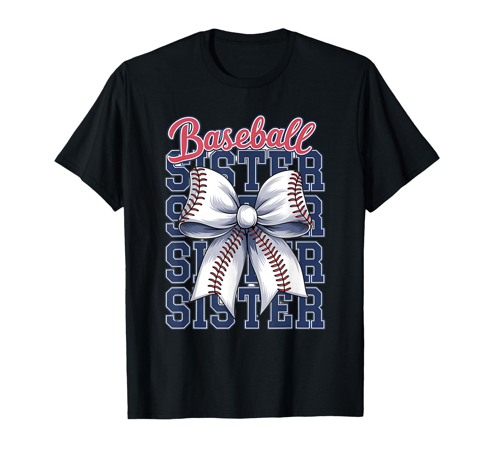 Baseball Sister Coquette Bow T-Shirt - Graphic Print for Adults - T-Shirt, Sweatshirt, Hoodie