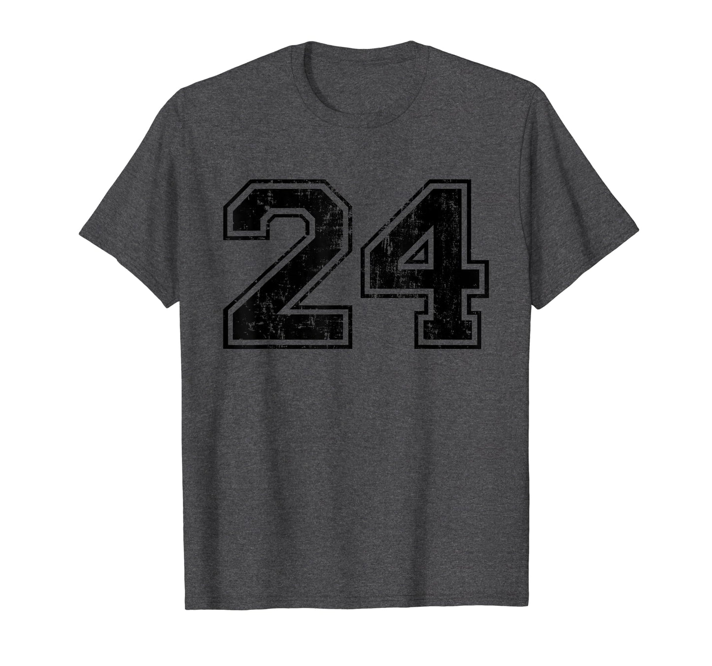 Number 24 Varsity Distressed Sport Team T-Shirt - Graphic Print for Adults - T-Shirt, Sweatshirt, Hoodie