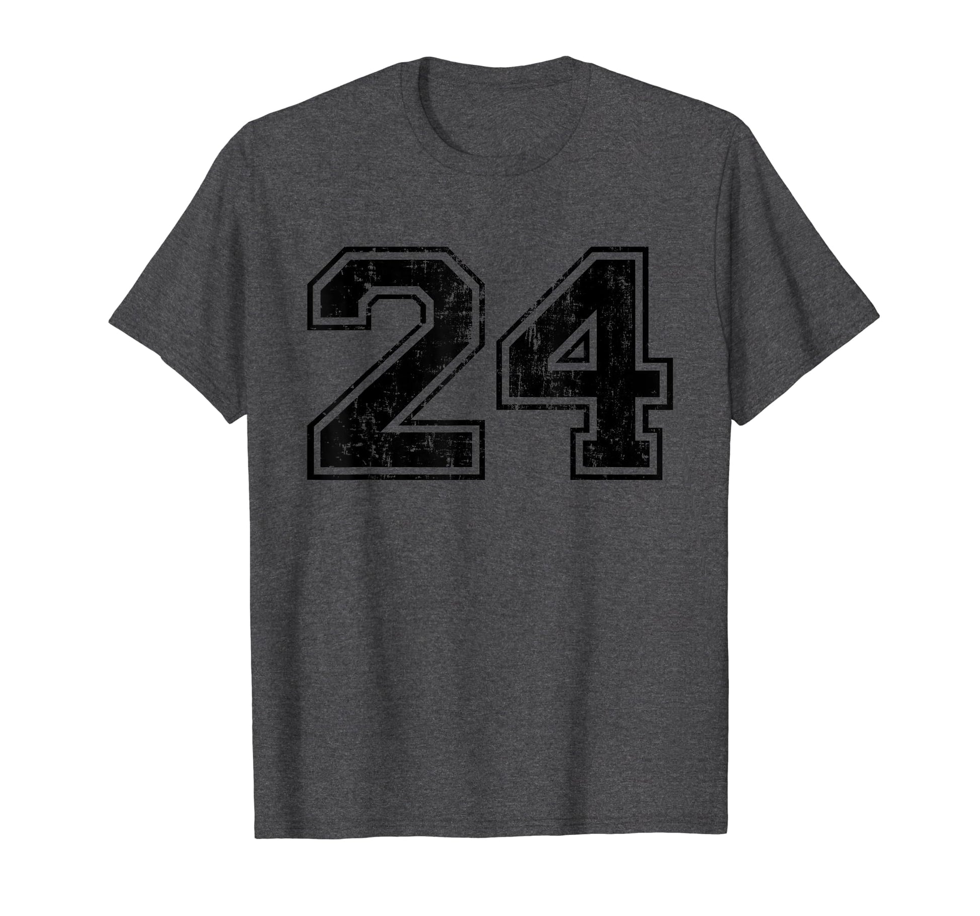 Number 24 Varsity Distressed Sport Team T-Shirt - Graphic Print for Adults - T-Shirt, Sweatshirt, Hoodie