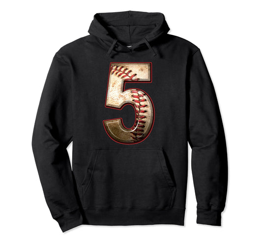Baseball Birthday Five 5 Years Old 5Th Bday Hoodie - Trendy Graphic Unisex - T-Shirt, Sweatshirt, Hoodie